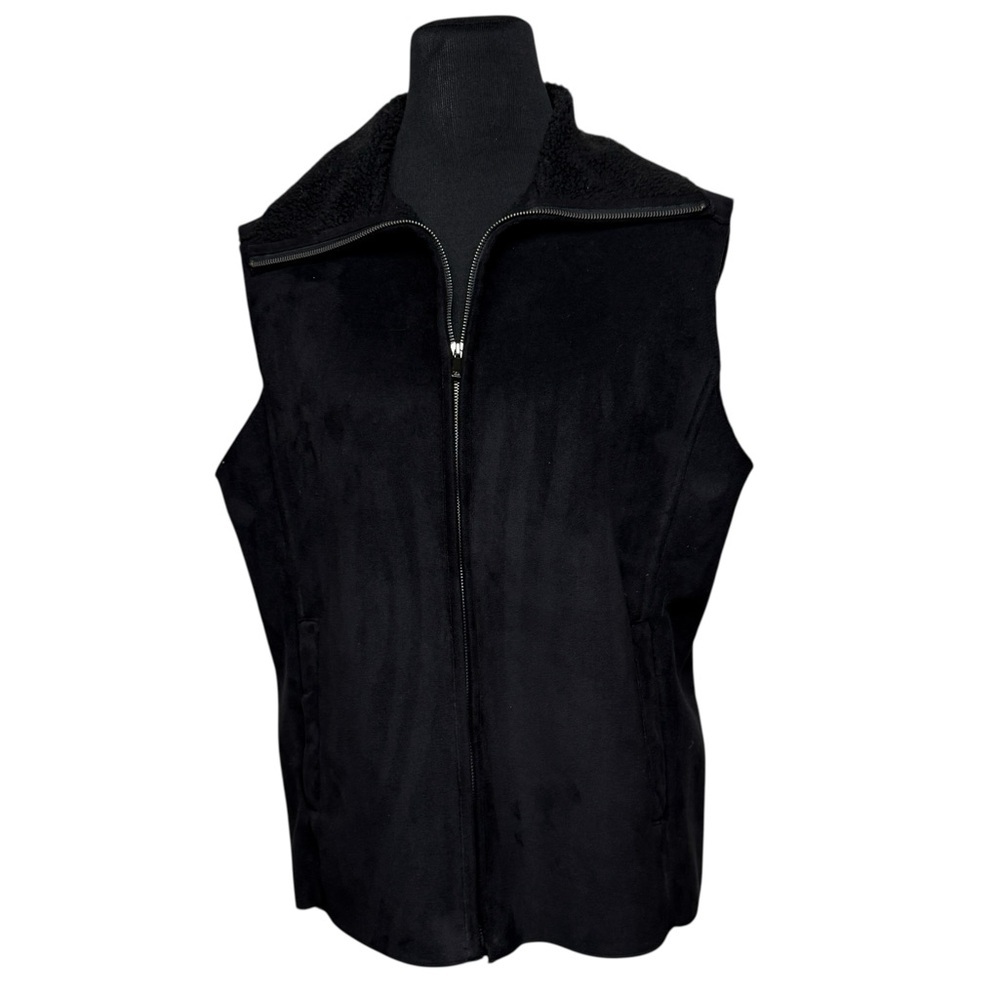 Lauren Ralph Lauren Black Vest Faux Suede Sherpa Lined Full Zip Women’s SZ L